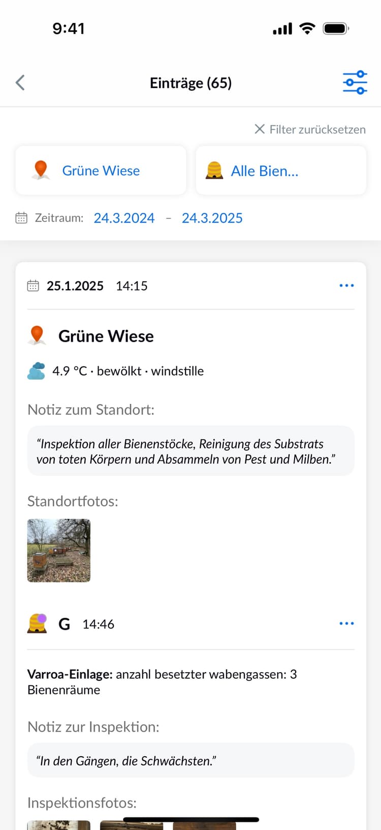 Beentry records history preview