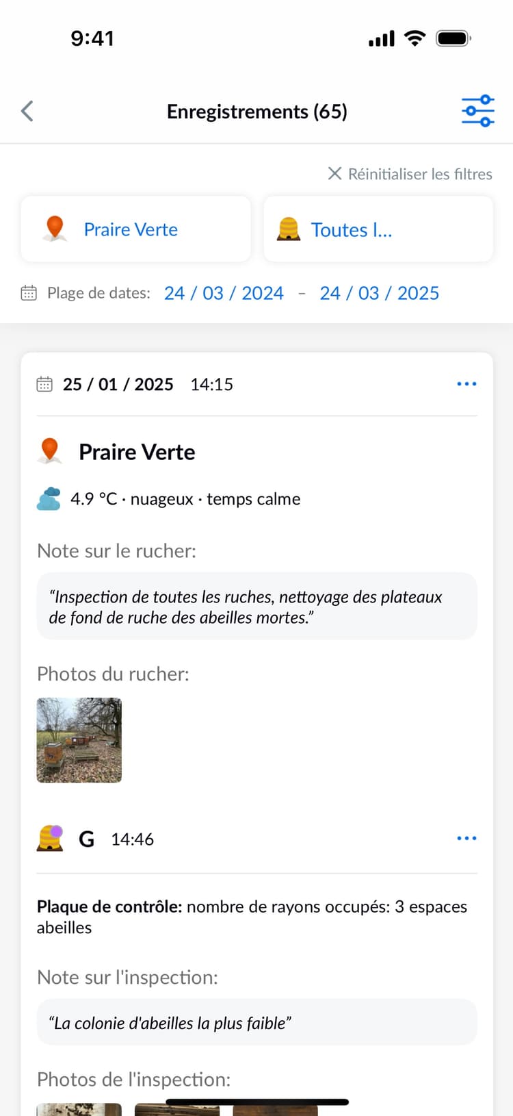Beentry records history preview