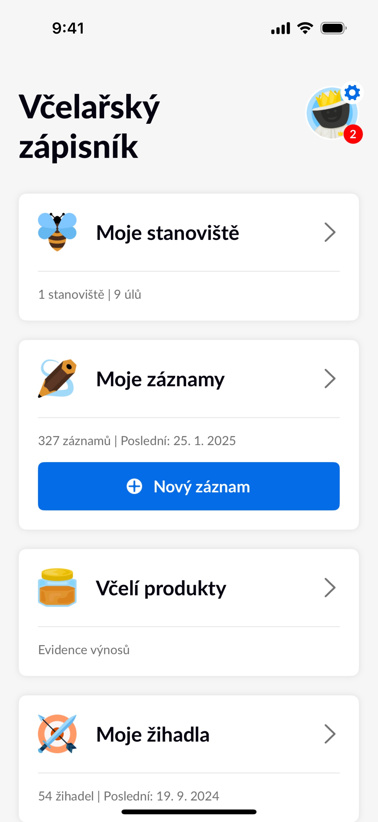 Mobilní aplikace Beentry, obrazovka aplikace