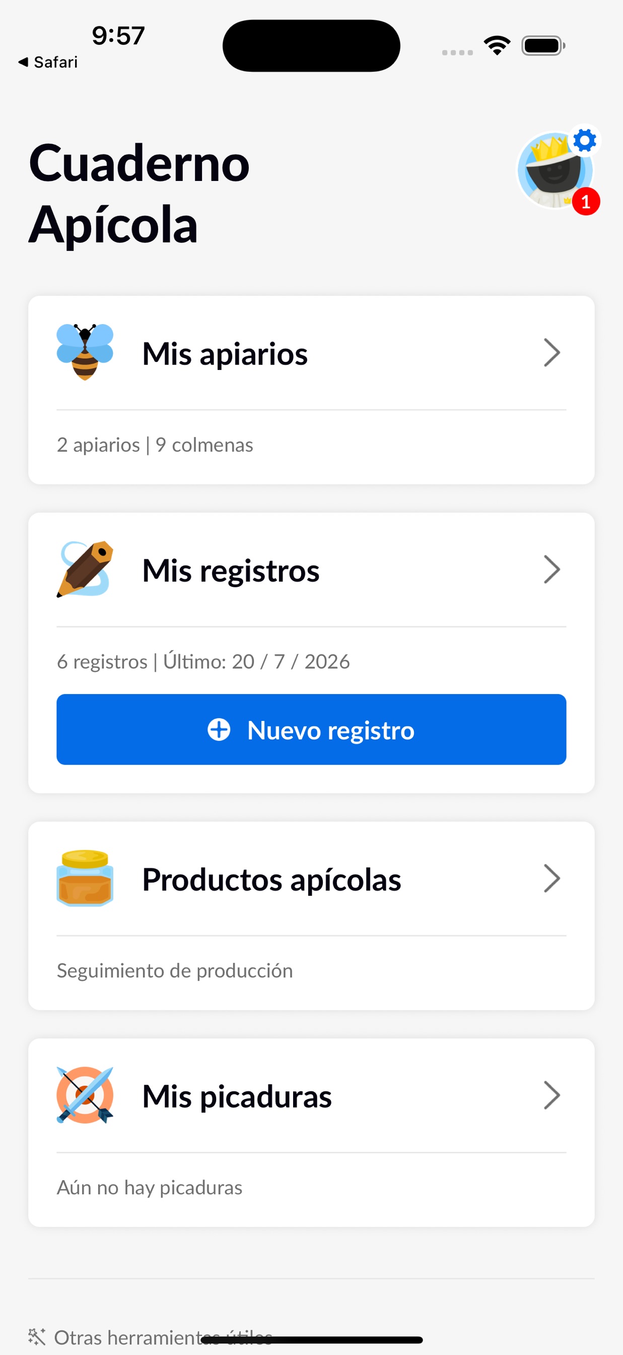 Aplicación móvil Beentry, pantalla de la aplicación