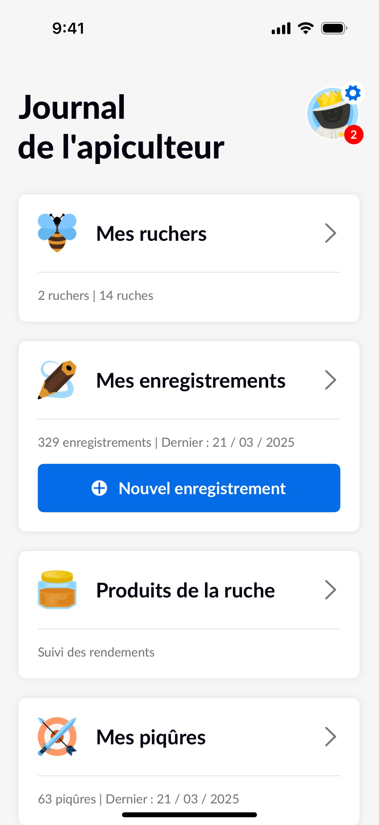 Application mobile Beentry, écran de l’application