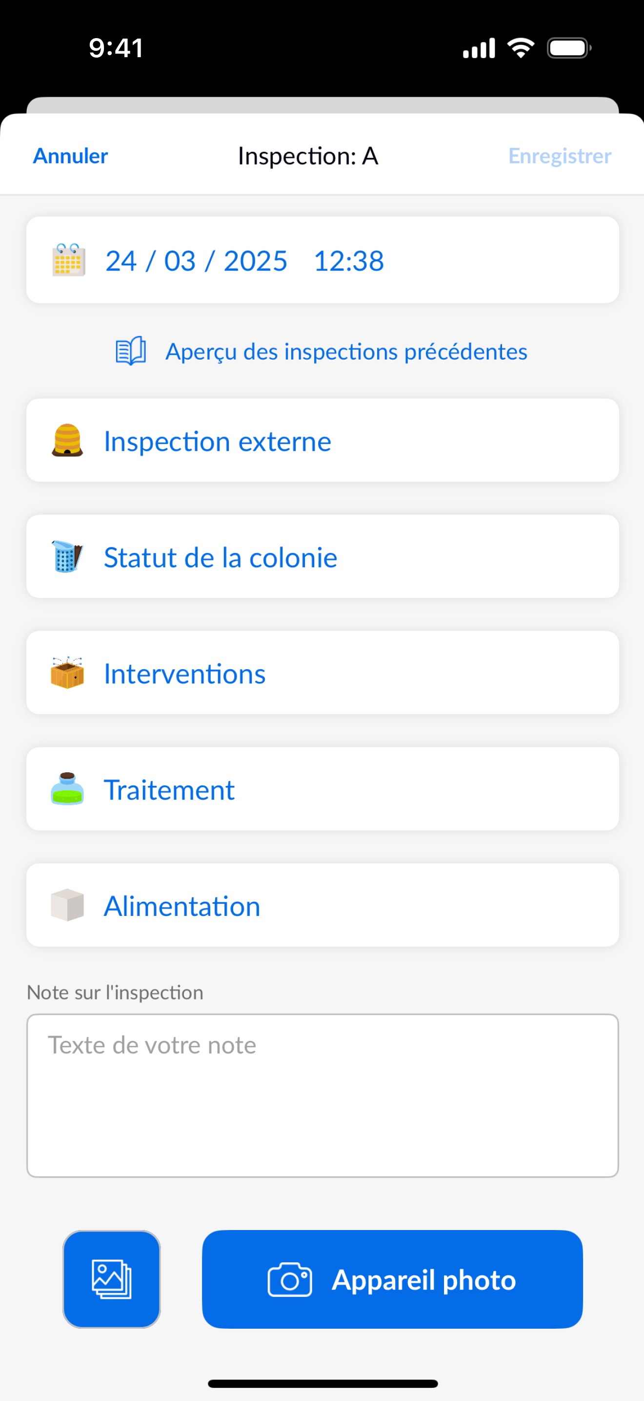 Application mobile Beentry, écran de l’application